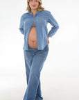 Pantalon ojaletes chambray azul