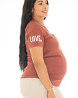 Camiseta LOVE rojo granate