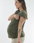 Blusa basica con puños y cuello en rib verde