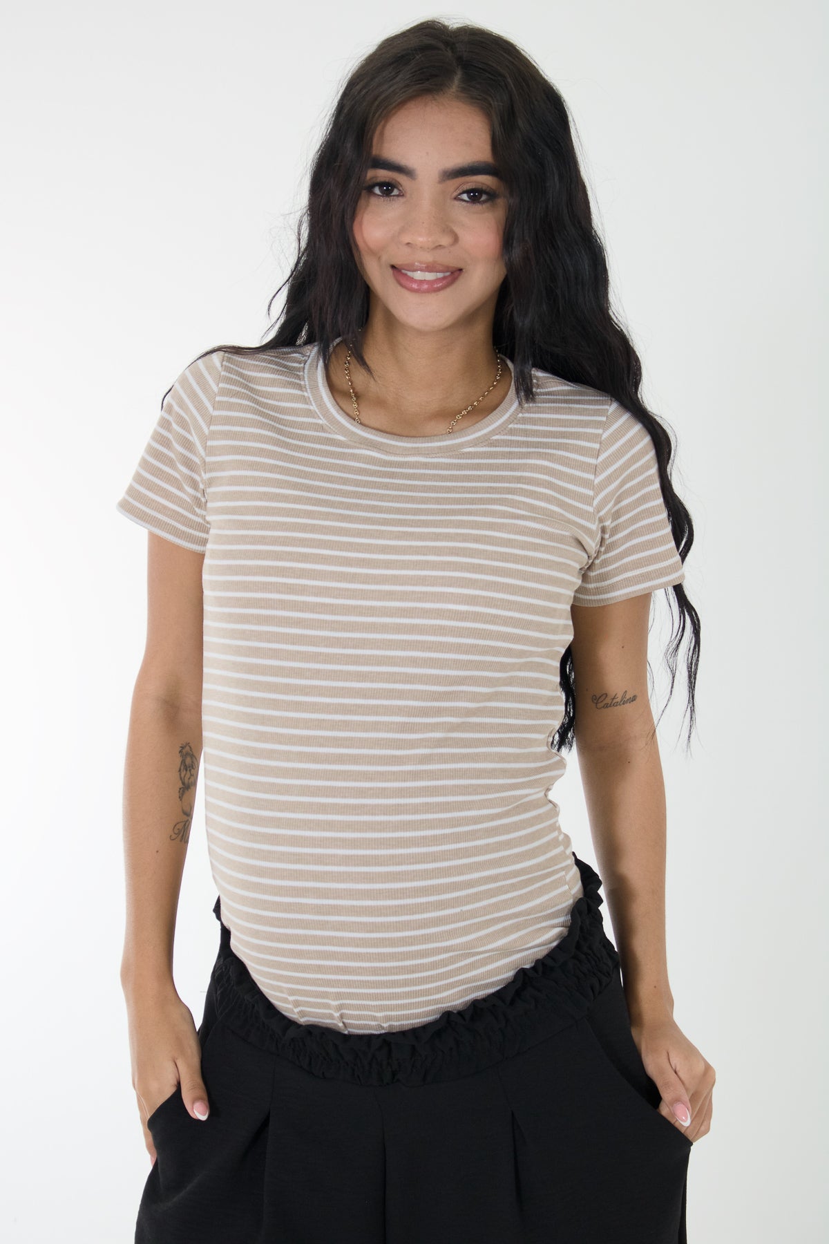 Duo basica mama y body bb en rib beige