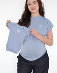 Duo mama bb cuello mangas rib lactancia azul