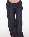 Pantalon indigo liviano suelto low rise ocuro azul