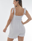 Jumper short amarre tiras apto para la lactancia blanco