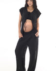 Set pantalon y blusa en tejido de punto tela transparencia negro