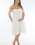 Vestido corto amarre en hombros blanco