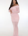 VESTIDO BLONDA HOMBROS DESCUBIERTOS rosa