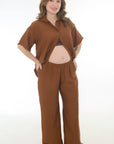 Set camisa y pantalon cafe