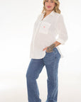 Camisa lino corazon ivory