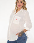 Camisa lino corazon ivory