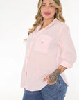 Camisa lino corazon rosa