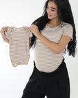 Duo basica mama y body bb en rib beige