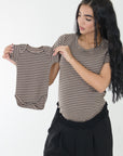 Duo basica mama y body bb en rib caqui