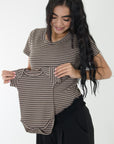 Duo basica mama y body bb en rib caqui