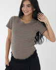 Duo basica mama y body bb en rib caqui