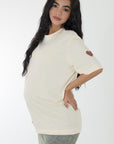 T-shirt over size corazon beige