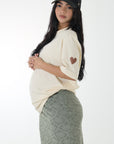 T-shirt over size corazon beige