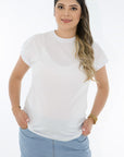 T shirt  cuello puños rib blanco
