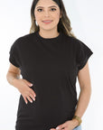 T shirt  cuello puños rib negro