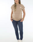 T shirt lactacia cuello y puños rib caqui
