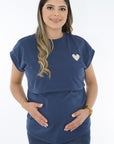 T shirt lactacia cuello y puños rib azul