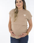 T shirt lactacia cuello y puños rib caqui