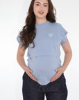 Duo mama bb cuello mangas rib lactancia azul