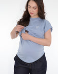 Duo mama bb cuello mangas rib lactancia azul