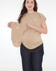 Duo mama bb cuello mangas rib lactancia caqui
