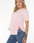 Camiseta recogido en costados  rosa