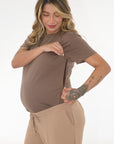 Duo Camiseta básica lactancia y body bb cafe