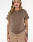 Duo Camiseta básica lactancia y body bb cafe