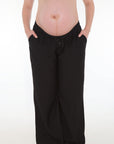 Pantalon tiro bajo jareta silueta amplia  negro