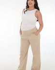 Pantalon basico suelto beige