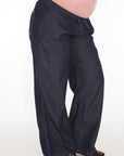 Pantalon indigo liviano suelto low rise ocuro azul