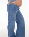 Pantalon ojaletes chambray azul
