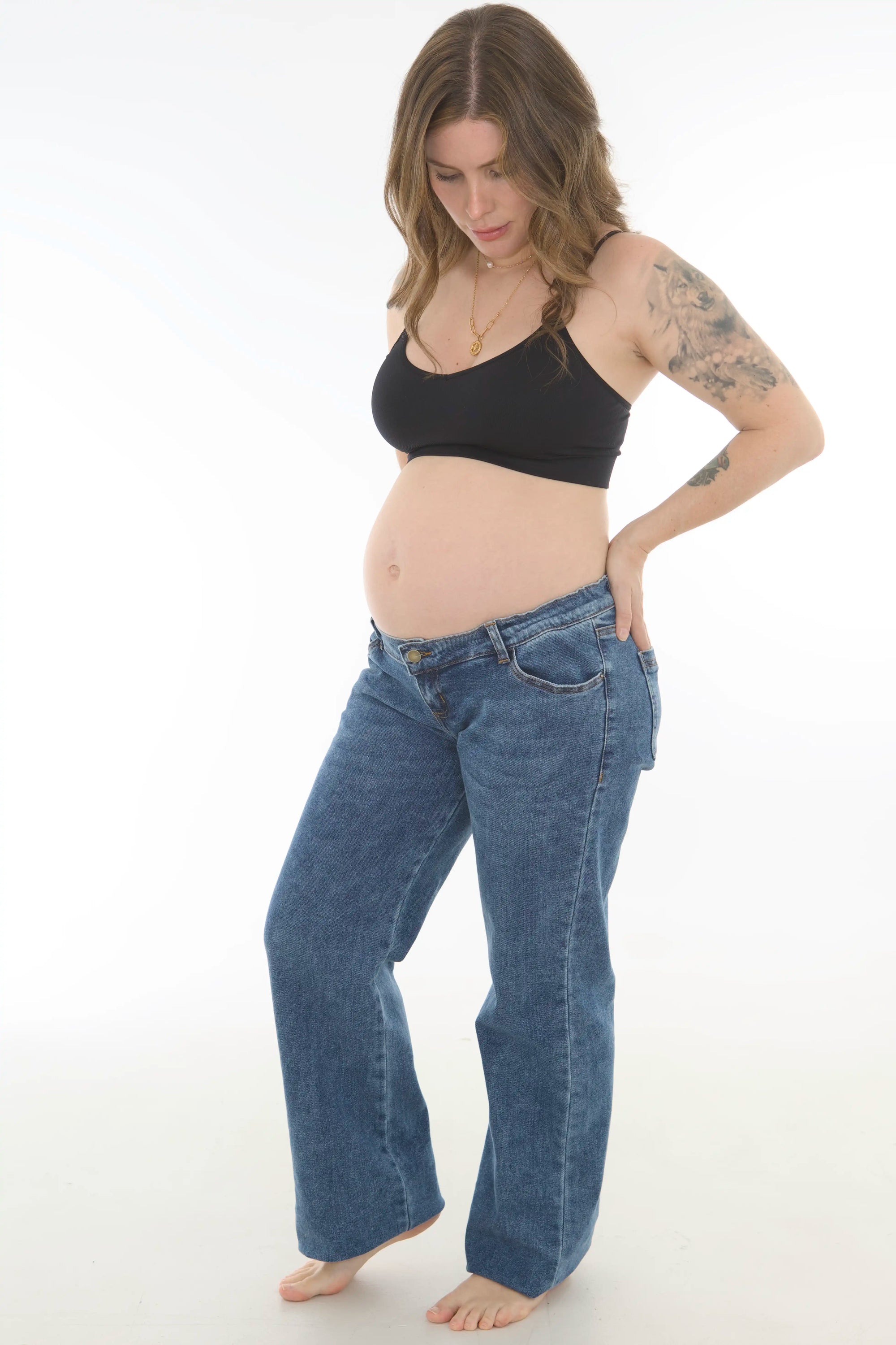 Jean low Rise para embarazada azul