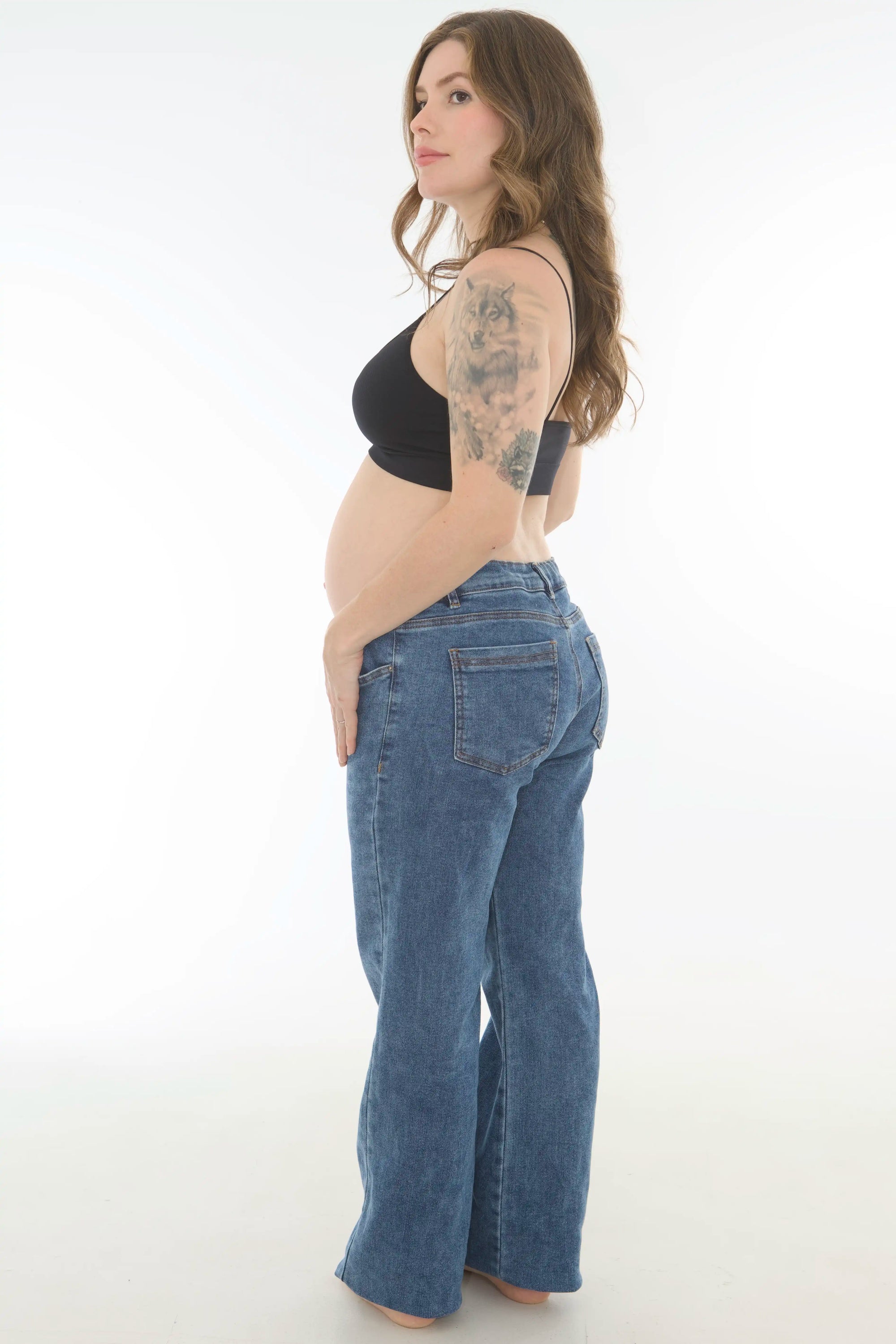 Jean low Rise para embarazada azul