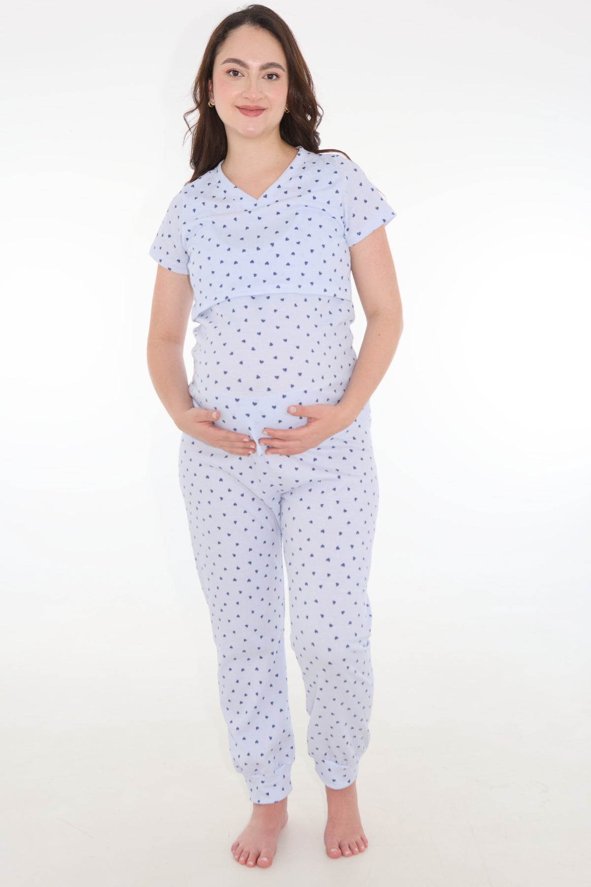 Pijama duo lactancia corazones azul