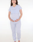 Pijama duo lactancia corazones azul