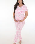 Pijama duo lactancia corazones rosa
