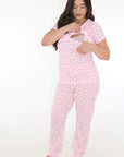 Pijama duo lactancia corazones rosa