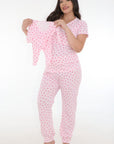 Pijama duo lactancia corazones rosa
