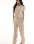 set pantalon y blusa lactancia en lanilla beige