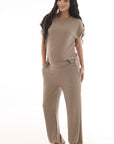 set pantalon y blusa lactancia en lanilla cafe