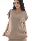 set pantalon y blusa lactancia en lanilla cafe