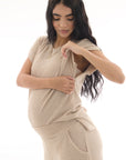 set pantalon y blusa lactancia en lanilla beige