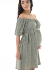 vestido en tejido de punto hombros descubiertos verde