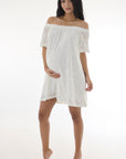 vestido en tejido de punto hombros descubiertos ivory
