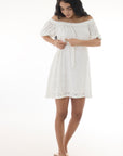 vestido en tejido de punto hombros descubiertos ivory