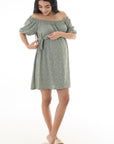 vestido en tejido de punto hombros descubiertos verde
